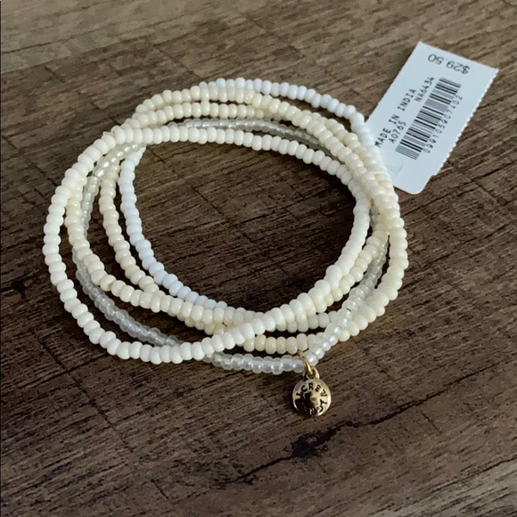 J. Crew Jewelry - J.crew beaded bracelet cream new